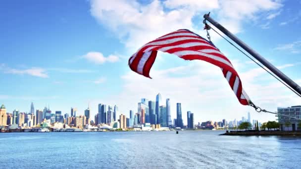 Bandeira Americana Manhattan Downtown Conceito Negócios Americanos — Vídeo de Stock