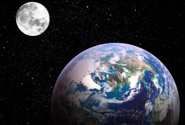 Aylı dünya uzay gezegeni 