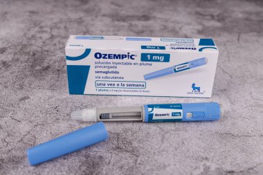 Ozempic 1 mg Semaglutide Box Barselona, İspanya 'da gösterildi, hastalar için İçerik ve Önemli Kullanım Bilgileri