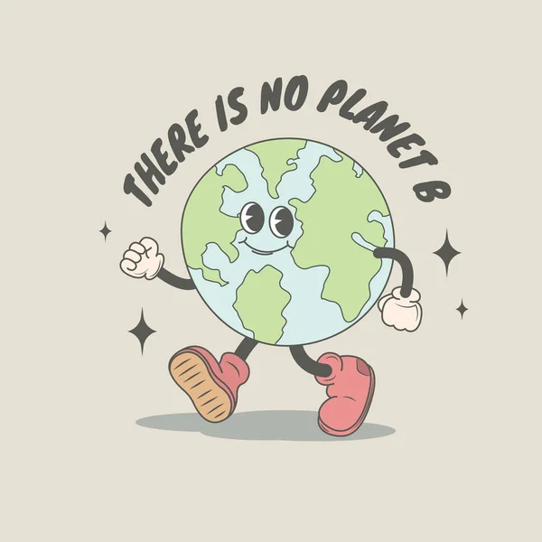Retro Print Działającą Planetą Ziemia Nie Żadnej Planety Ilustracja Art — Wektor stockowy