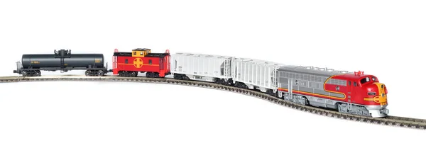 stock image Scale model of a freight train isolated on white background