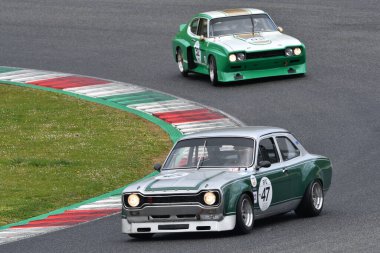 Scarperia, 3 April 2022: Ford Escort RS 1600 1974 driven by unknown in action during Mugello Classic 2022 at Mugello Circuit in Italy.