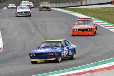 Scarperia, 3 April 2022: Ford Capri 2600 RS 1973 driven by unknown in action during Mugello Classic 2022 at Mugello Circuit in Italy.