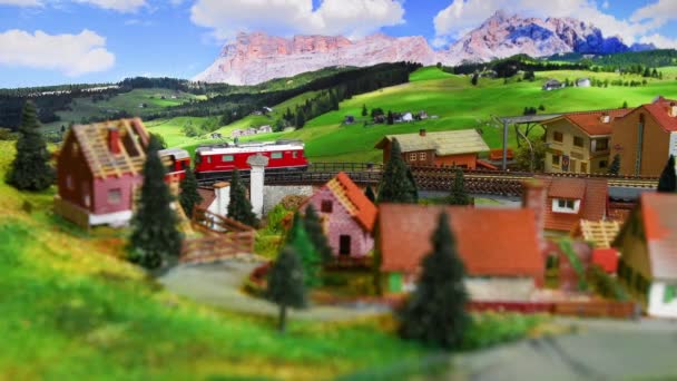 Φλωρεντία Ιταλία Δεκέμβριος 2022 Κόκκινο Μοντέλο Τρενάκι Μινιατούρα Μοντέλο Σιδηροδρόμου — Αρχείο Βίντεο