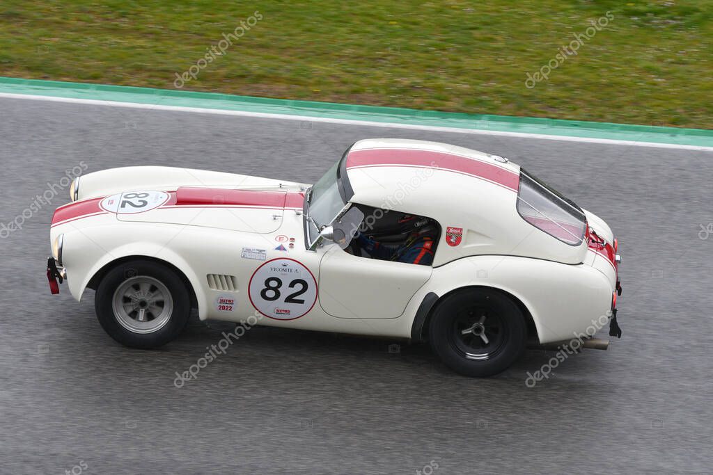 Scarperia, 3 April 2022: Shelby Cobra 289 1963 in action during Mugello Classic 2022 at Mugello Circuit in Italy.