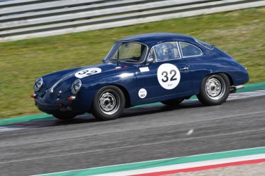 Scarperia, 3 April 2022: #32 Porsche 356 (B) 2000 GS Carrera 2 coup 1962 in action during Mugello Classic 2022 at Mugello Circuit in Italy.