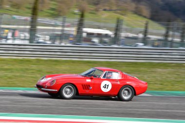 Scarperia, 3 April 2022: Ferrari 275 GTB-4 1966 in action during Mugello Classic 2022 at Mugello Circuit in Italy.