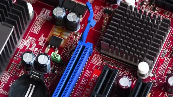 Detail Pci Express Peripheral Component Interconnect Express Slots Modern Motherboard — Stock Video