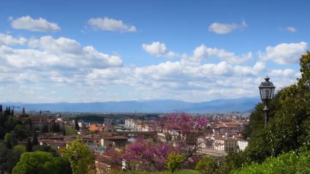 Gyönyörű Kilátás Nyílik Város Firenze Michelangelo Tér Egy Nap Felhős — Stock videók