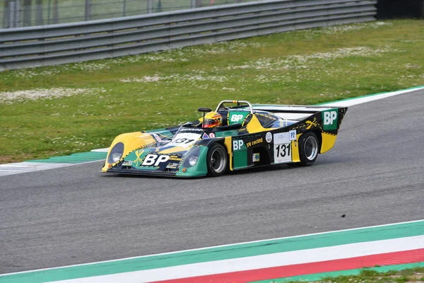 stock image Scarperia, 2 April 2023: TOJ SC 206 year 1977 in action during Mugello Classic 2023 at Mugello Circuit in Italy.