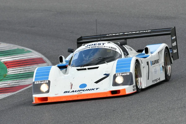 stock image Scarperia, 2 April 2023: Porsche 962 C year 1991 in action during Mugello Classic 2023 at Mugello Circuit in Italy.