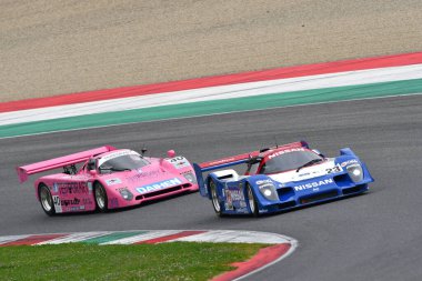 Scarperia, 2 April 2023: Nissan NPT 90 year 1991 in action during Mugello Classic 2023 at Mugello Circuit in Italy. clipart