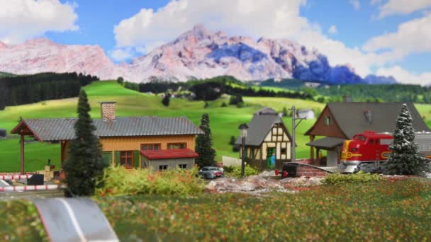Floransa Ekim 2022 Minyatür Model Tren Model Demiryolu Trenin Minyatür — Stok video