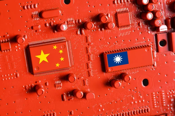 Bandiera Della Repubblica Cina Taiwan Sui Chip Circuito Elettronico Stampato — Foto Stock