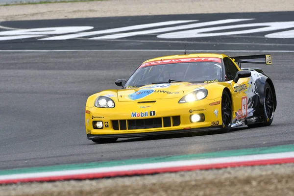 stock image Scarperia, 2 April 2023: Chevrolet Corvette C6 ZR1 year 2010 in action during Mugello Classic 2023 at Mugello Circuit in Italy.