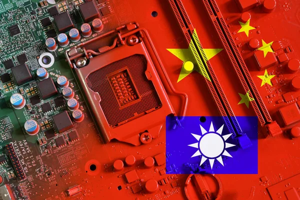 Taiwan Repubblica Cina Bandiera Una Scheda Madre Del Dipinta Rosso — Foto Stock