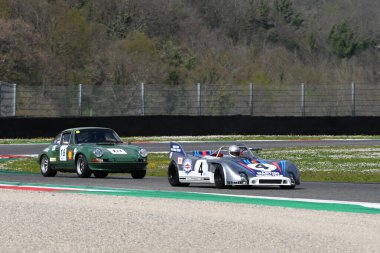 Scarperia, 2 Nisan 2023: Porsche 908-03, 1971 Mugello Classic 2023 'te İtalya' daki Mugello Pisti 'nde eylem halindeydi..