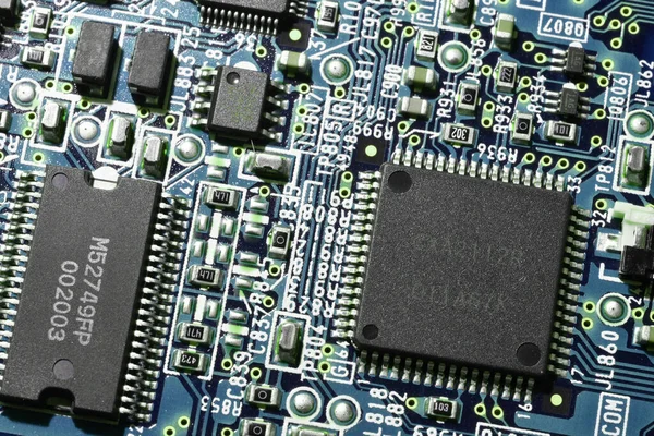 Micro Chip Eletrônico Placa Mãe Circuito Integrado Falta Componentes Computador — Fotografia de Stock