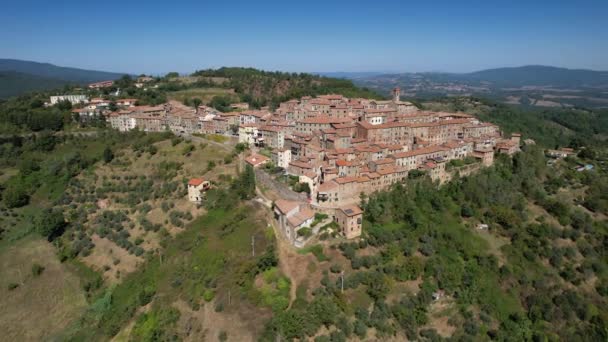 Drone Terbang Atas Indah Tuscany Benteng Kota Pemandangan Udara Dari — Stok Video
