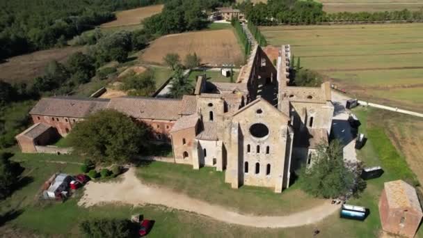 Italien September 2023 Luftaufnahme Der Abtei San Galgano Der Toskana — Stockvideo