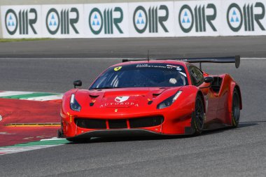 Scarperia - İtalya, 28 Ekim 2023: Ferrari 488 GT3, Ferrari Dünya Finalleri sırasında İtalya 'da.