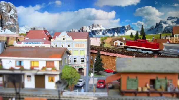 Modell Güterzug Alpinem Ambiente Modelleisenbahn — Stockvideo
