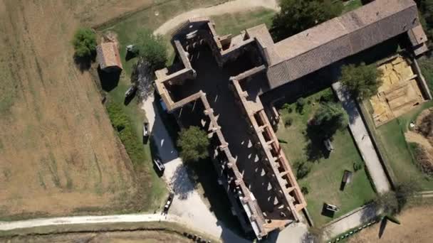 Itália Setembro 2023 Vista Aérea Circular Acima Abadia San Galgano — Vídeo de Stock