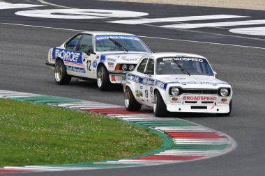 Scarperia, 2 Nisan 2023: Ford Escort I RS 1600 1975 Mugello Classic 2023 'te İtalya Mugello Pisti' nde eylem halindeydi..