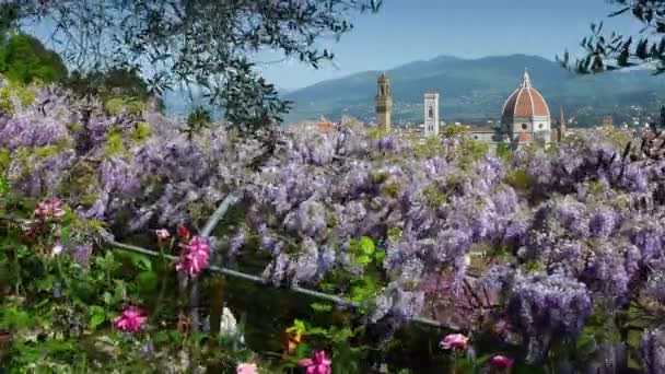 Ohromující Pohled Katedrálu Santa Maria Del Fiore Bardini Garden Nedaleko — Stock video