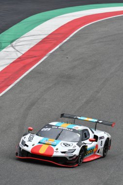 Scarperia, 23 Mart 2024 İtalya: Kessel Racing 'den Boem Takımı' ndan Ferrari 296 GT3 Cutrera-Talarico-Frezza-Fumanelli Mugello Pisti 'ndeki Hankook eylemi sırasında.