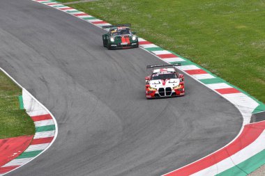 Scarperia, 23 Mart 2024 İtalya: Poulsen-Poulsen-Nygaard 'ın Poulsen-Poulsen-Nygaard takımının BMW M4 GT3' ü Mugello Pisti 'nde 12h Hankook sırasında görev başında..