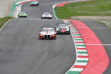 Scarperia, 23 Mart 2024 İtalya: Poulsen-Poulsen-Nygaard 'ın Poulsen-Poulsen-Nygaard takımının BMW M4 GT3' ü Mugello Pisti 'nde 12h Hankook sırasında görev başında..