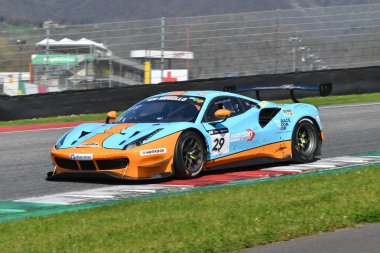 Scarperia, 23 Mart 2024 İtalya: Pellin Yarış Takımı 'ndan Ferrari 488 GT3, Clark-Marcelli-Westphal tarafından Mugello Pisti' nde 12: 00 Hankook sırasında kullanıldı..