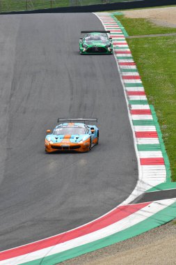 Scarperia, 23 Mart 2024 İtalya: Pellin Yarış Takımı 'ndan Ferrari 488 GT3, Clark-Marcelli-Westphal tarafından Mugello Pisti' nde 12: 00 Hankook sırasında kullanıldı..