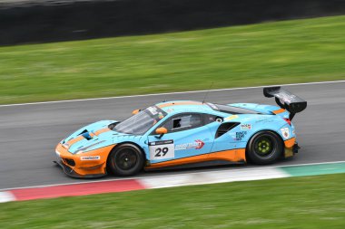 Scarperia, 23 Mart 2024 İtalya: Pellin Yarış Takımı 'ndan Ferrari 488 GT3, Clark-Marcelli-Westphal tarafından Mugello Pisti' nde 12: 00 Hankook sırasında kullanıldı..