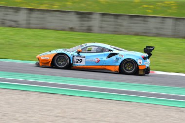 Scarperia, 23 Mart 2024 İtalya: Pellin Yarış Takımı 'ndan Ferrari 488 GT3, Clark-Marcelli-Westphal tarafından Mugello Pisti' nde 12: 00 Hankook sırasında kullanıldı..