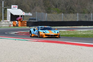 Scarperia, 23 Mart 2024 İtalya: Pellin Yarış Takımı 'ndan Ferrari 488 GT3, Clark-Marcelli-Westphal tarafından Mugello Pisti' nde 12: 00 Hankook sırasında kullanıldı..