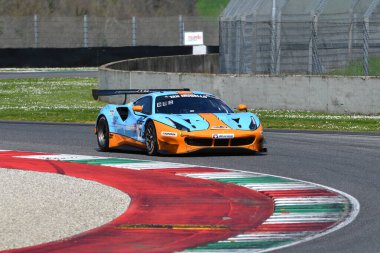 Scarperia, 23 Mart 2024 İtalya: Pellin Yarış Takımı 'ndan Ferrari 488 GT3, Clark-Marcelli-Westphal tarafından Mugello Pisti' nde 12: 00 Hankook sırasında kullanıldı..