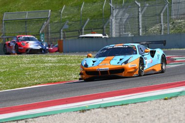 Scarperia, 23 Mart 2024 İtalya: Pellin Yarış Takımı 'ndan Ferrari 488 GT3, Clark-Marcelli-Westphal tarafından Mugello Pisti' nde 12: 00 Hankook sırasında kullanıldı..