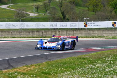Scarperia, 5 April 2024: Nissan R90CK group C year 1990 in action during Mugello Classic 2024 at Mugello Circuit in Italy. clipart
