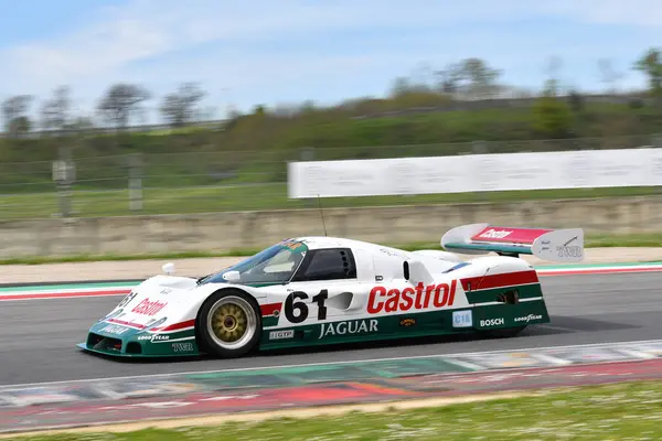 Stock image Scarperia, 5 April 2024: Jaguar XJR-10 1990 group C year 1990 in action during Mugello Classic 2024 at Mugello Circuit in Italy.