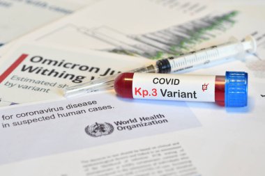 Covid-19 virüsünün Kp3 varyasyonunun belgeleri üzerindeki tespiti için test tüpü.