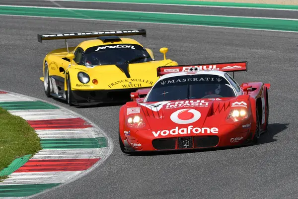 stock image Scarperia, 5 April 2024: Maserati MC12 GT1 year 2005 in action during Mugello Classic 2024 at Mugello Circuit in Italy.