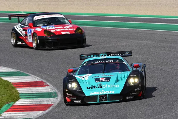 stock image Scarperia, 5 April 2024: Maserati MC12 GT1 year 2005 in action during Mugello Classic 2024 at Mugello Circuit in Italy.