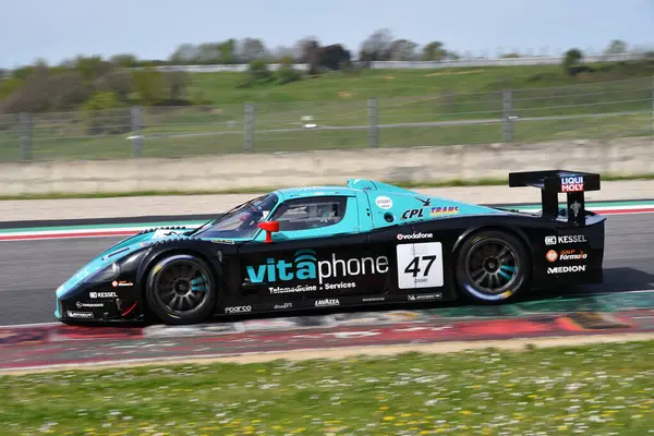 stock image Scarperia, 5 April 2024: Maserati MC12 GT1 year 2005 in action during Mugello Classic 2024 at Mugello Circuit in Italy.