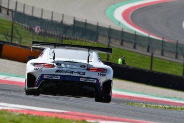 Scarperia, 23 March 2024 Italy: Mercedes-AMG GT3 EVO of Team CP Racing drive by Putman-Espenlaub-Lewis-Foster in action during 12h Hankook at Mugello Circuit. clipart