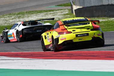 Scarperia, 23 March 2024 Italy: Mercedes-AMG GT4 of Team PCR Sport drive by Dasi-Parera-Arruabarrena in action during 12h Hankook at Mugello Circuit. clipart