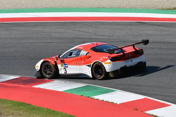 stock image Scarperia, Italy - July 13th 2024: Ferrari 488 GT3 of team PELLIN RACING drive by Haugen Thor and Ruberti Paolo in action during ACI CSAI Racing Weekend 2024 at Mugello Circuit.