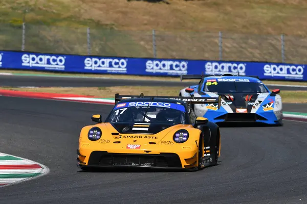 stock image Scarperia, Italy - August 23th 2024: Porsche 911 (992) GT3 R of team Fulgenzi drive by Enrico Fulgenzi in action during qualifyng session at Mugello Circuit