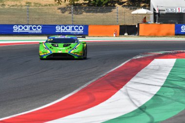 Scarperia, Italy - August 23th 2024: Lamborghini Huracan GT3 Evo 2 of team VSR drive by Fabi-Moulin in action during qualifyng session at Mugello Circuit. clipart